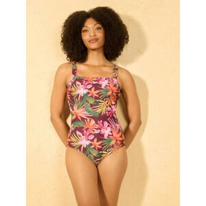 Women's High Leg Full Coverage Swimsuit - Shade & Shore Purple Floral XL 16